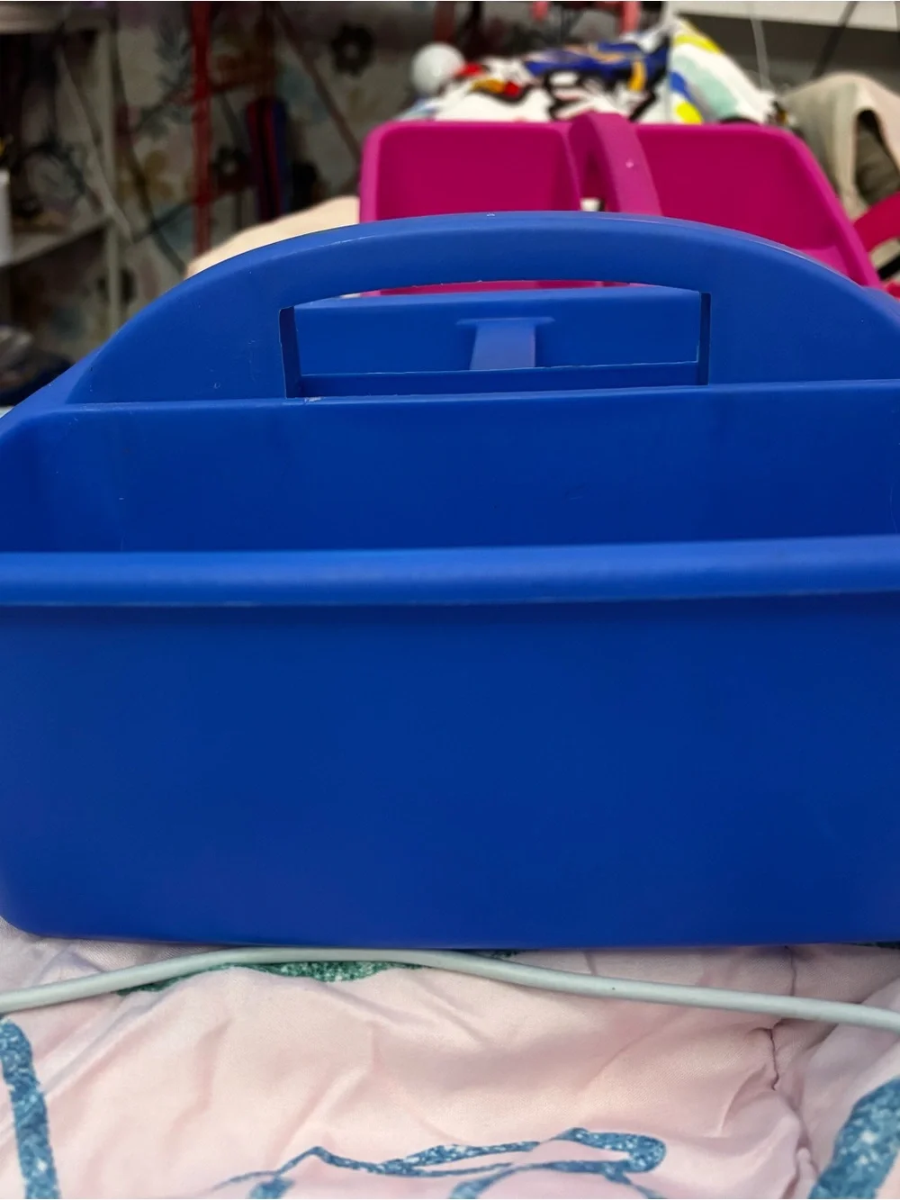 Blue & Pink Plastic Stackable Organizer Caddies